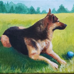 Painting of a German Shepard dog